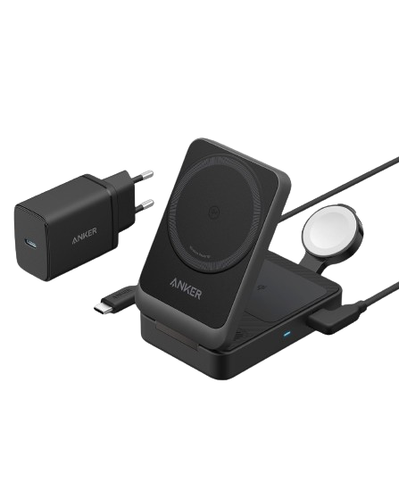Anker MagGo Wireless Charging Station (15W, Foldable 3-in-1)