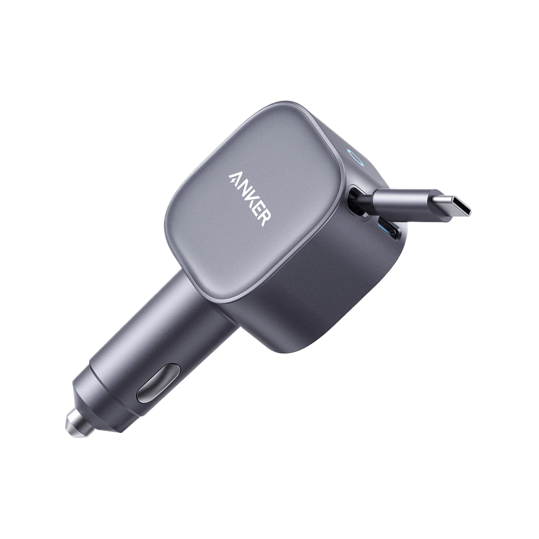 Anker Nano Car Charger (75W, USB-C Port, Built-In Retractable USB-C Cable)